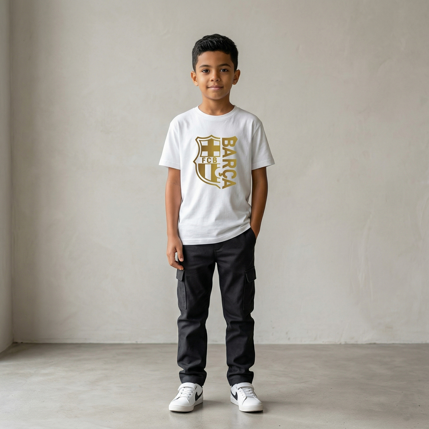 Barcelona Inspired Gold Crest T-Shirt - Kids