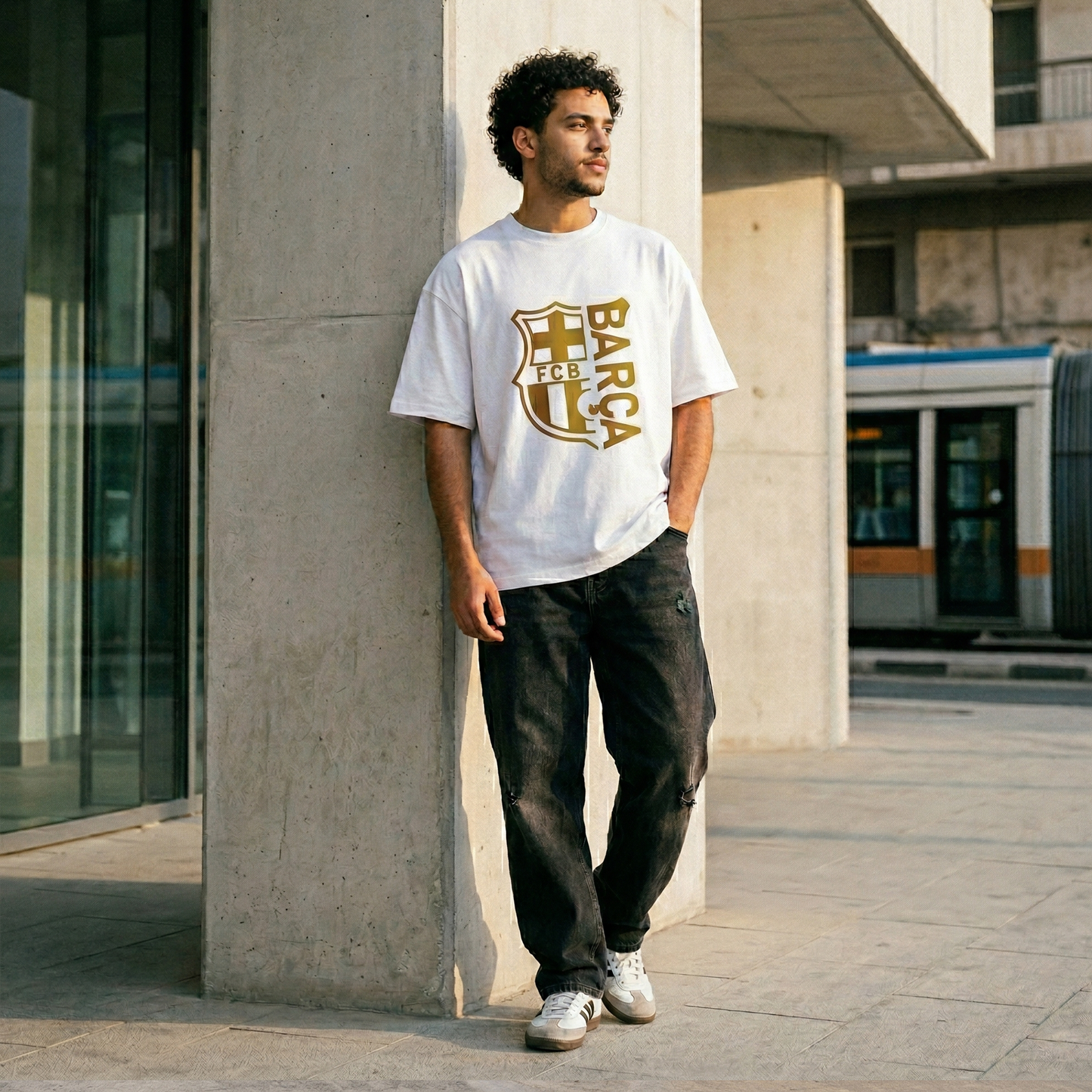 Barcelona Inspired Gold Crest Oversized T-Shirt