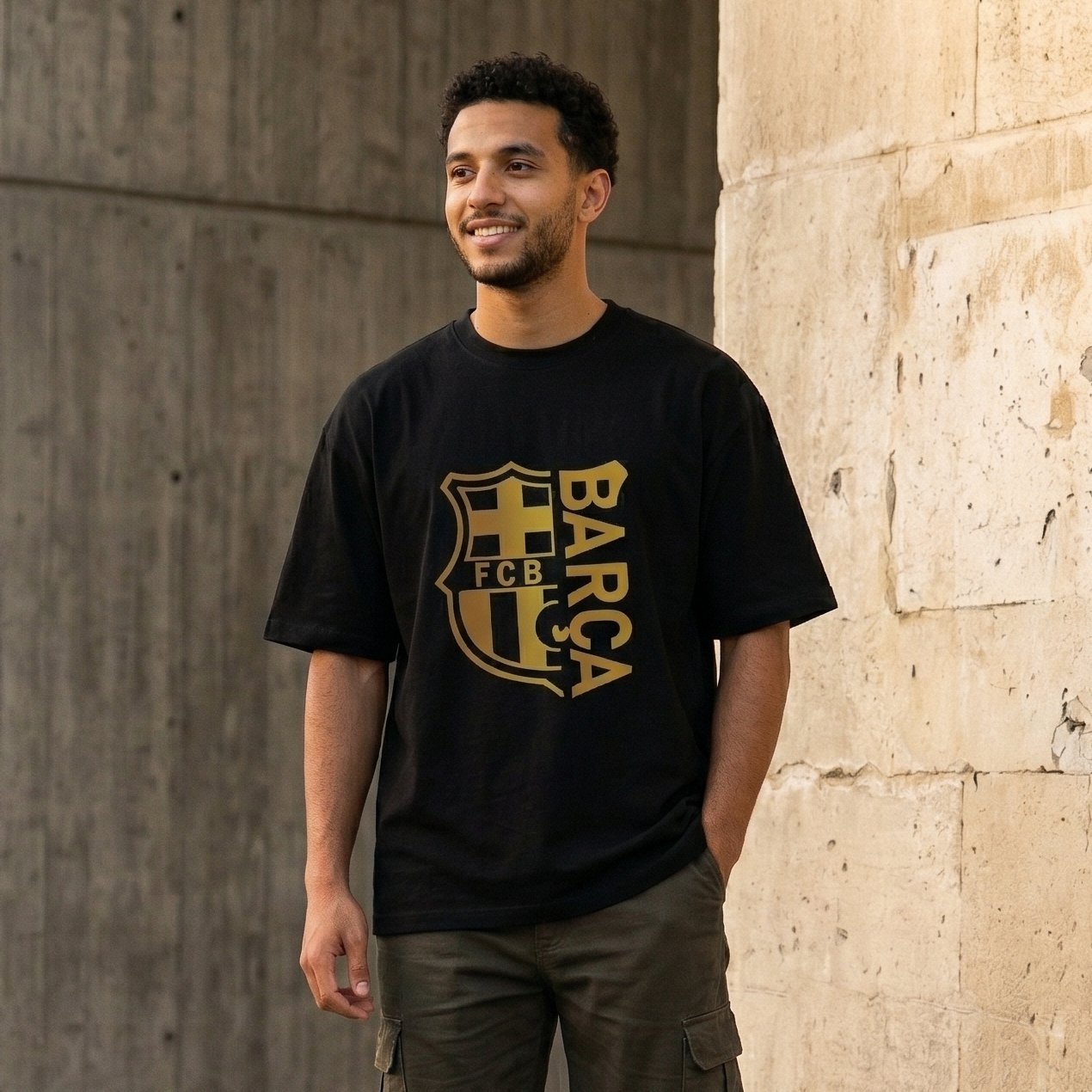 Barcelona Inspired Gold Crest Oversized T-Shirt