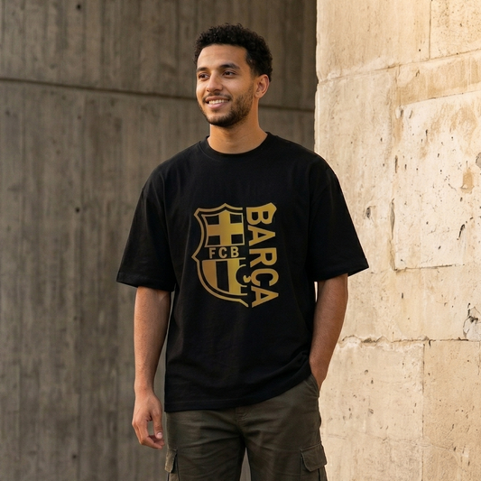Barcelona Inspired Gold Crest Oversized T-Shirt
