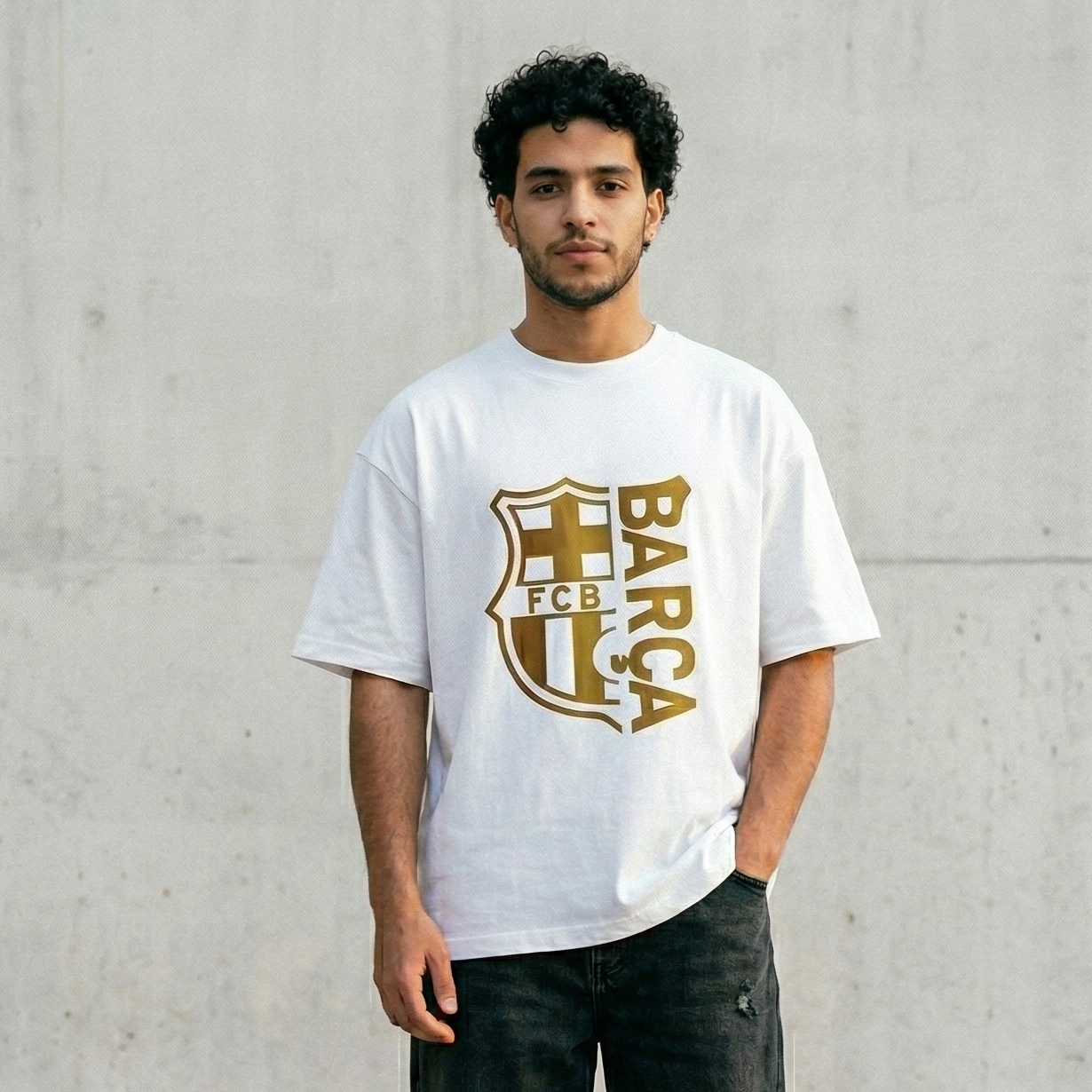 Barcelona Inspired Gold Crest Oversized T-Shirt