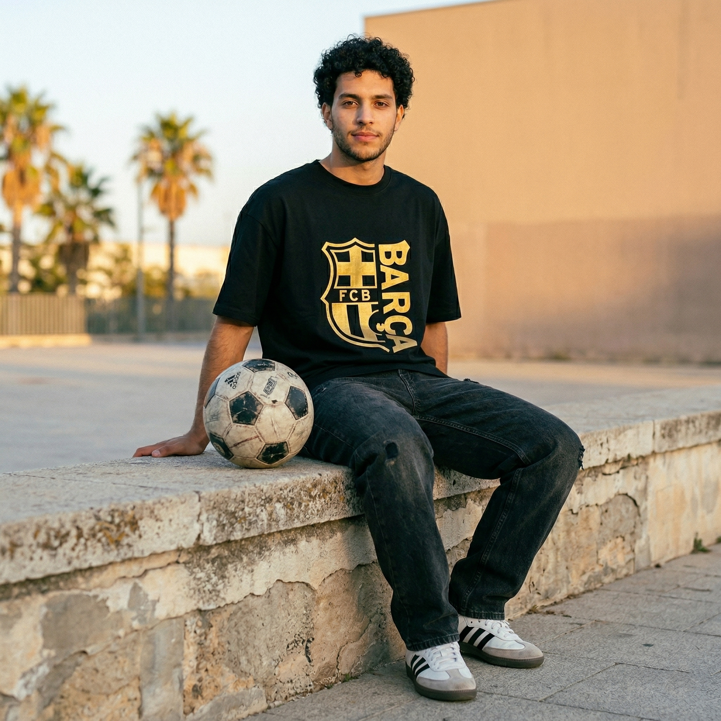 Barcelona Inspired Gold Crest Oversized T-Shirt