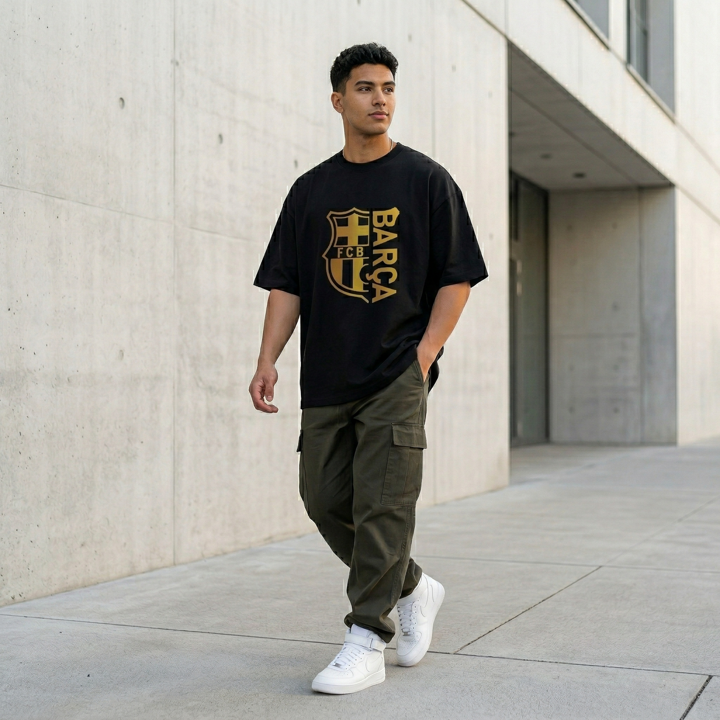 Barcelona Inspired Gold Crest Oversized T-Shirt