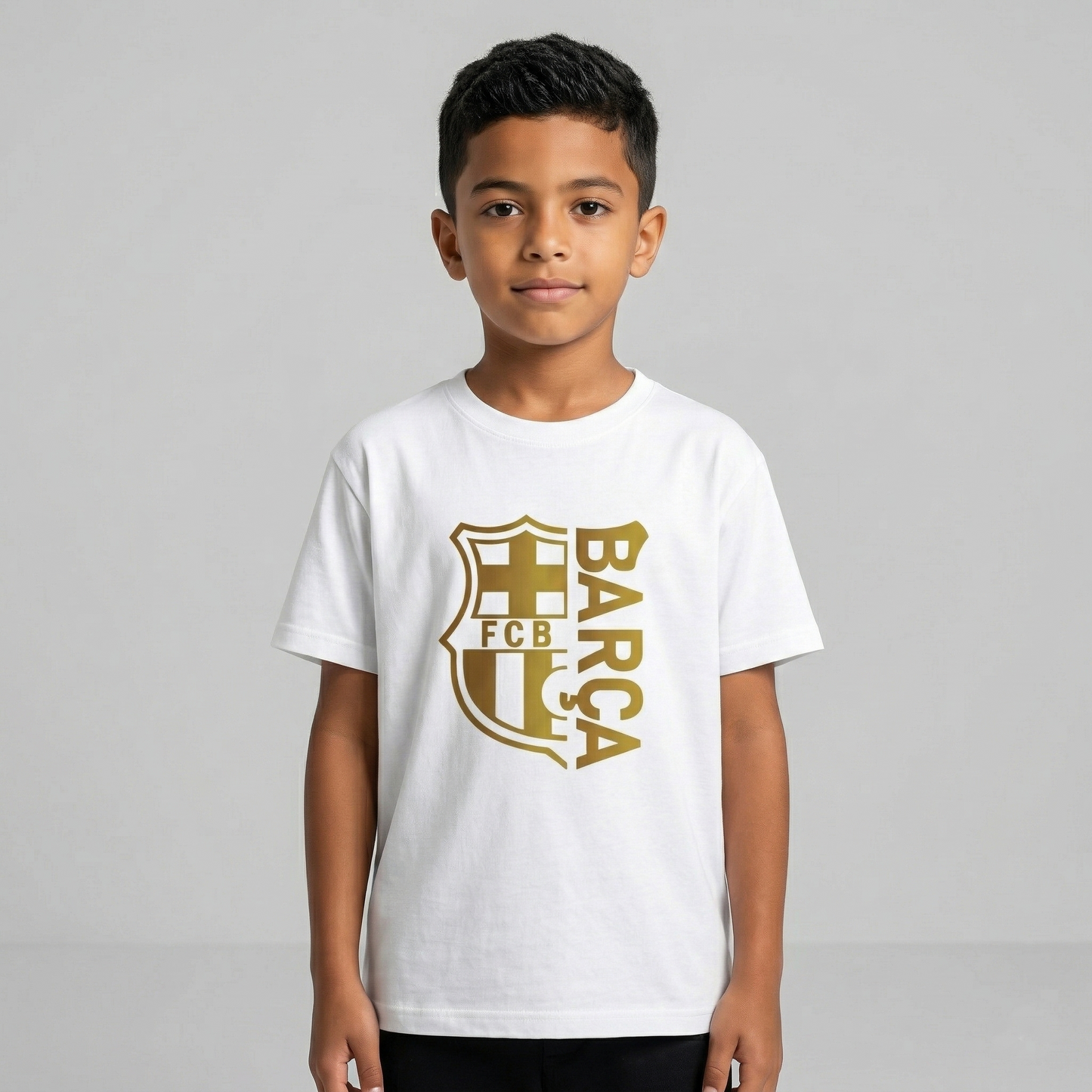 Barcelona Inspired Gold Crest T-Shirt - Kids