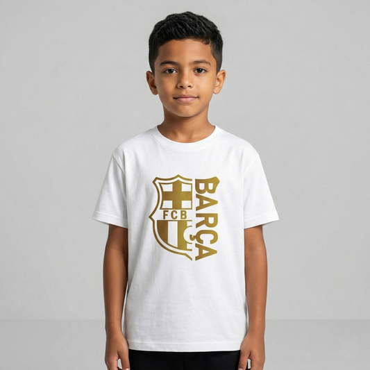 Barcelona Inspired Gold Crest T-Shirt - Kids