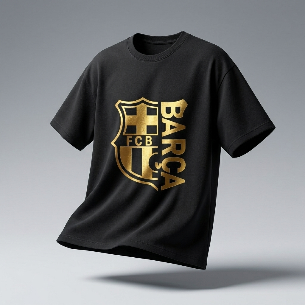 Barcelona Inspired Gold Crest Oversized T-Shirt