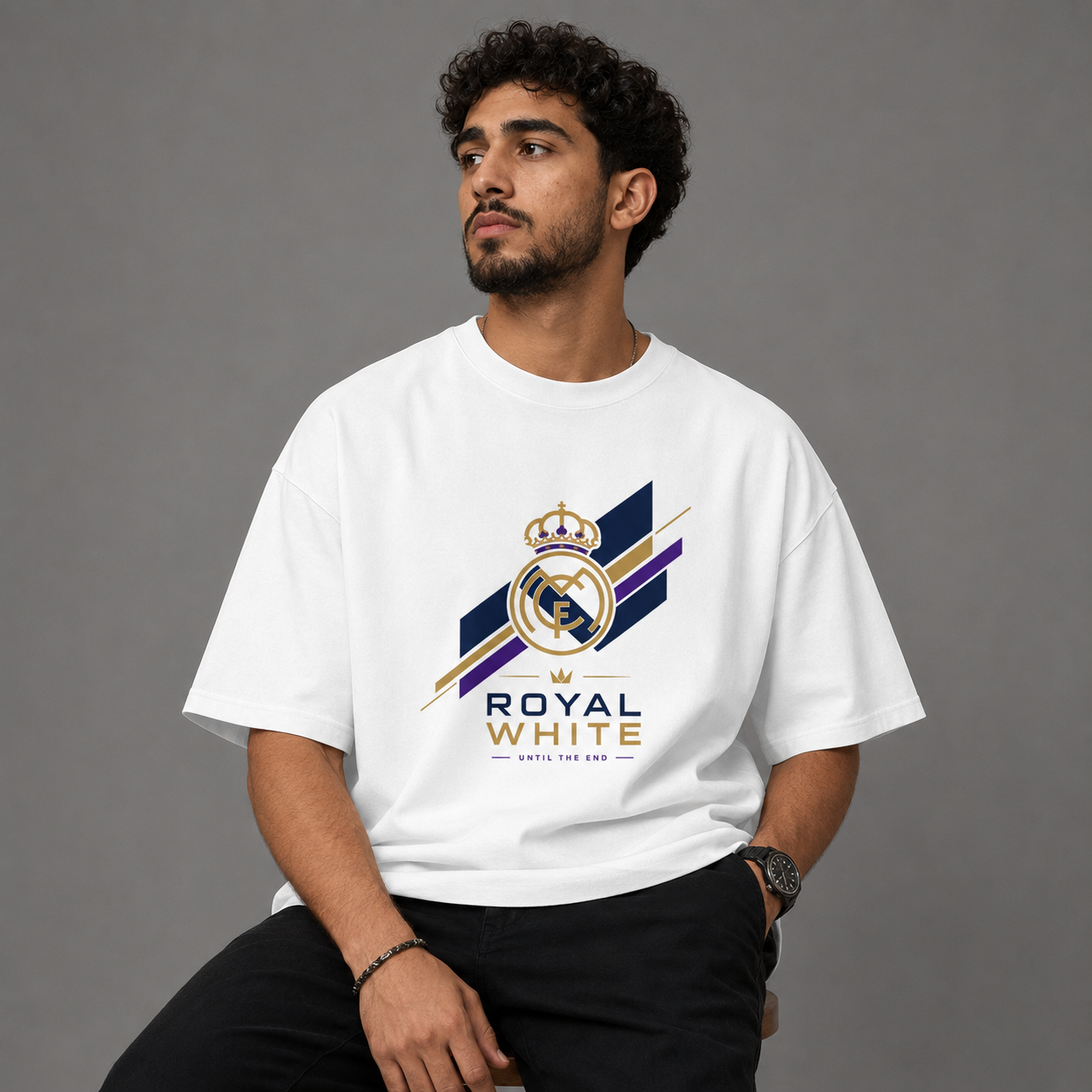 Royal White Oversized T-Shirt